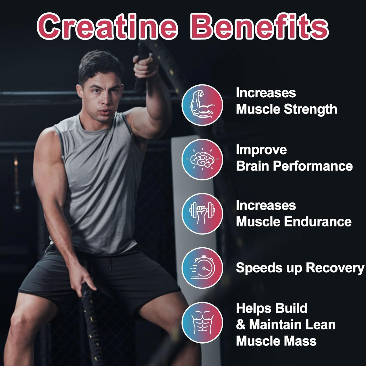 5000mg Creatine Monohydrate Gummies - Sugar Free Chewables for Muscle Strength & Energy - 120 CT Raspberry Flavor - Men & Women
