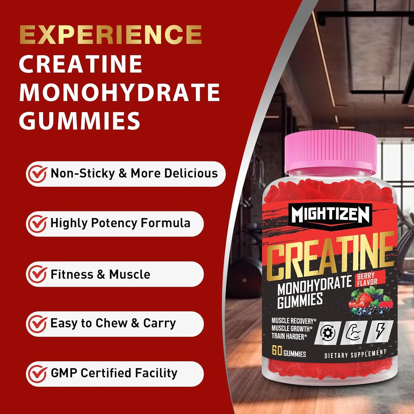 5000mg Creatine Monohydrate Gummies with Taurine & Vitamin B12 for Strength & Endurance, 180 Count