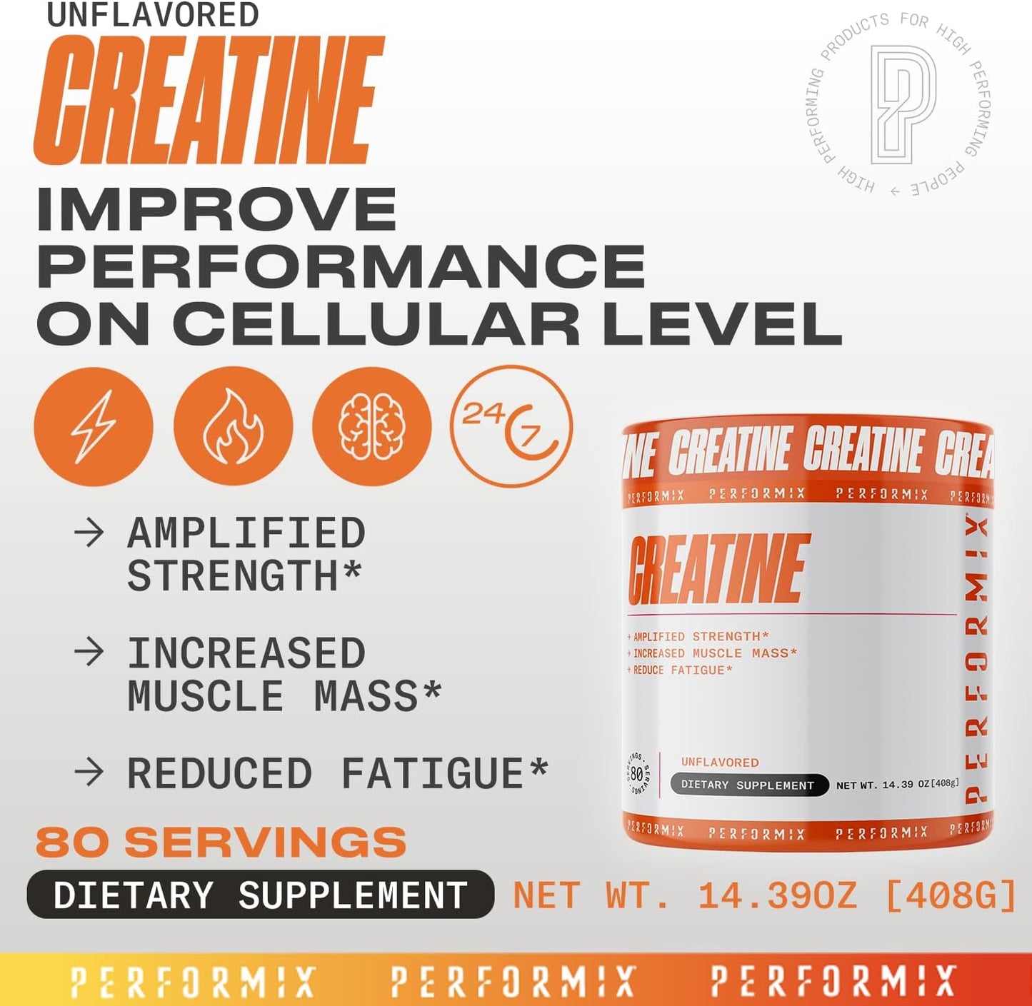 5000mg Creatine Monohydrate Powder for Muscle Mass & Strength - Pre Workout Supplement, Unflavored - 80 Servings, 400g