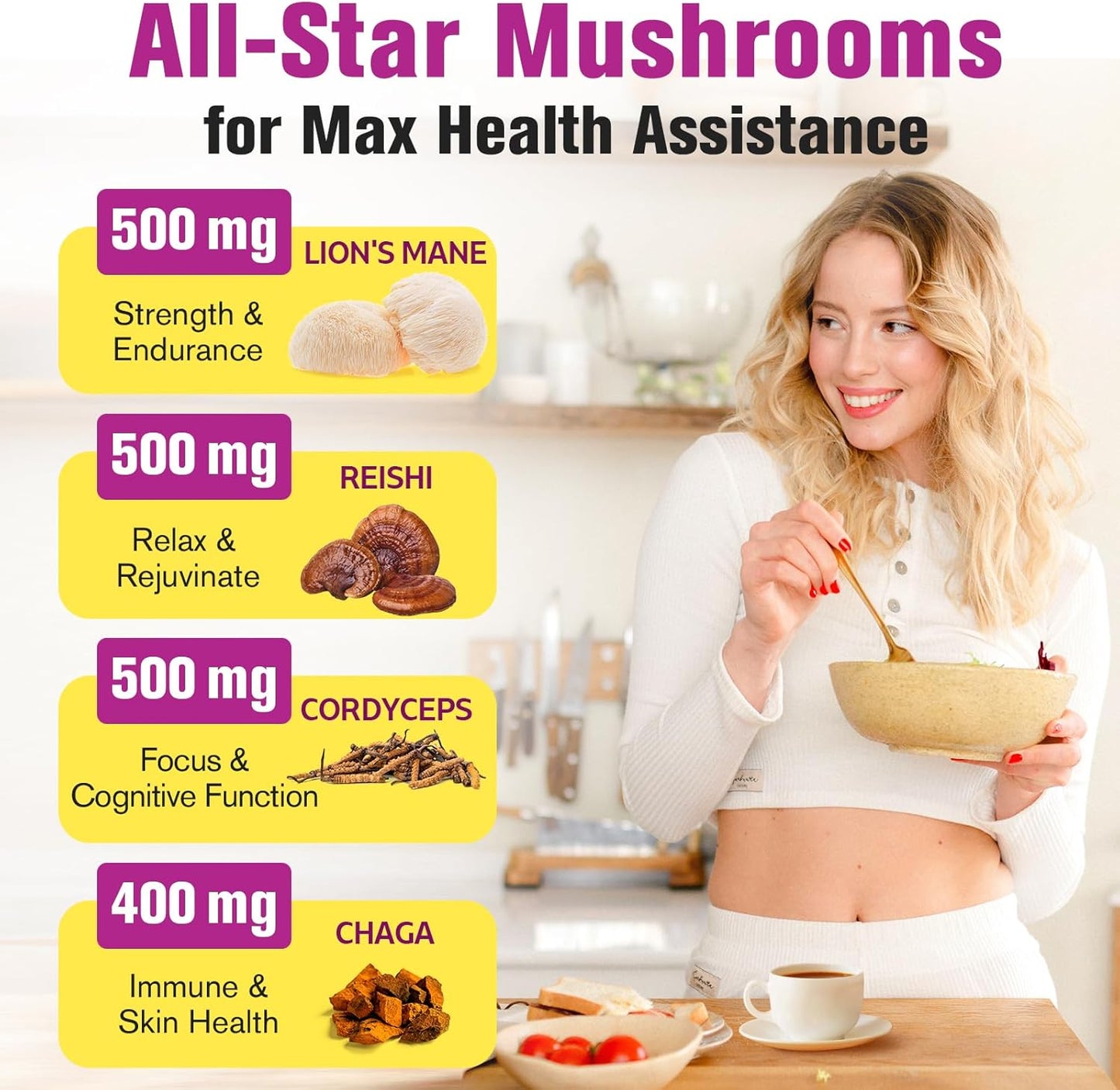 5000mg Mushroom Powder for Coffee & More - 20-in-1 Complex with Lions Mane, Reishi, Cordyceps, Turkey Tail & Herbs - Memory, Focus, Energy, Immunity - 5.3oz