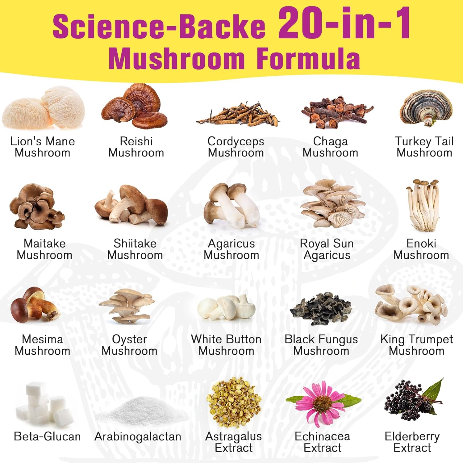 5000mg Mushroom Powder for Coffee & More - 20-in-1 Complex with Lions Mane, Reishi, Cordyceps, Turkey Tail & Herbs - Memory, Focus, Energy, Immunity - 5.3oz