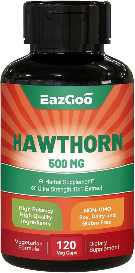 5000mg Strength Hawthorn Berry Extract Capsules for Digestion Support - 120 Vegan Capsules by EAZGOO