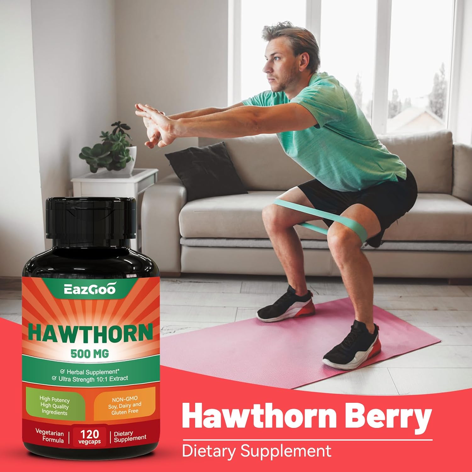 5000mg Strength Hawthorn Berry Extract Capsules for Digestion Support - 120 Vegan Capsules by EAZGOO