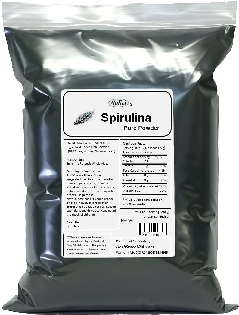 500g (1.1lb) Bulk Pure Fresh NuSci Spirulina Powder - High Quality Nutrient-Dense Superfood