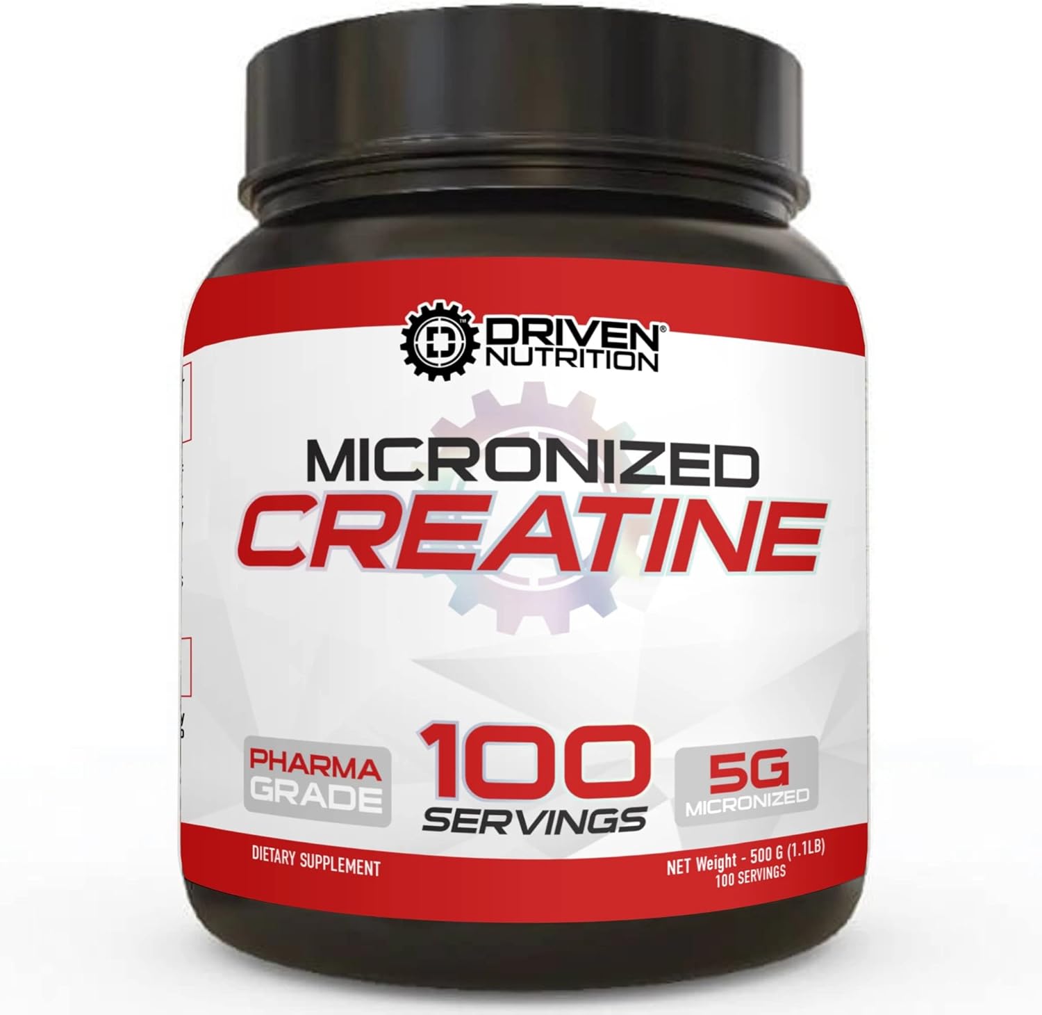500g Driven Nutrition Creatine Powder - Unflavored Micronized Formula for Physical Performance & Cognition - 5g Per Serving to Boost Strength, Endurance, & Muscle Mass