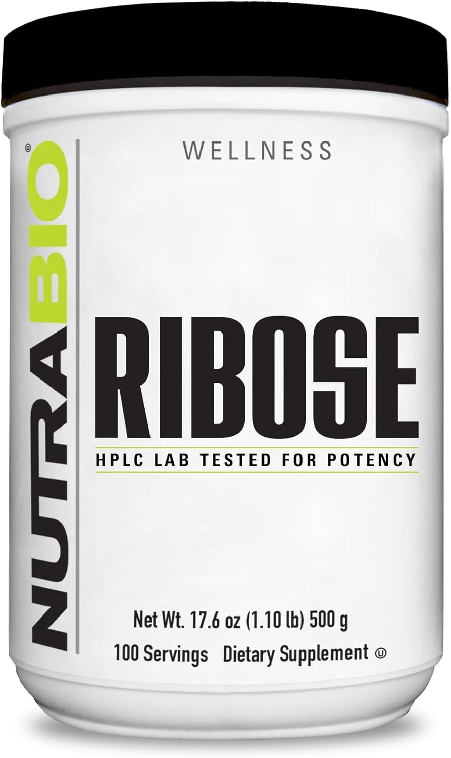 500g NutraBio D-Ribose Powder Supplement for Heart Health and Increased Energy