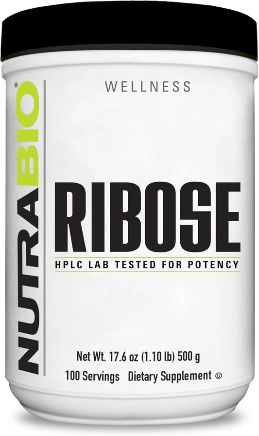500g NutraBio D-Ribose Powder Supplement for Heart Health and Increased Energy