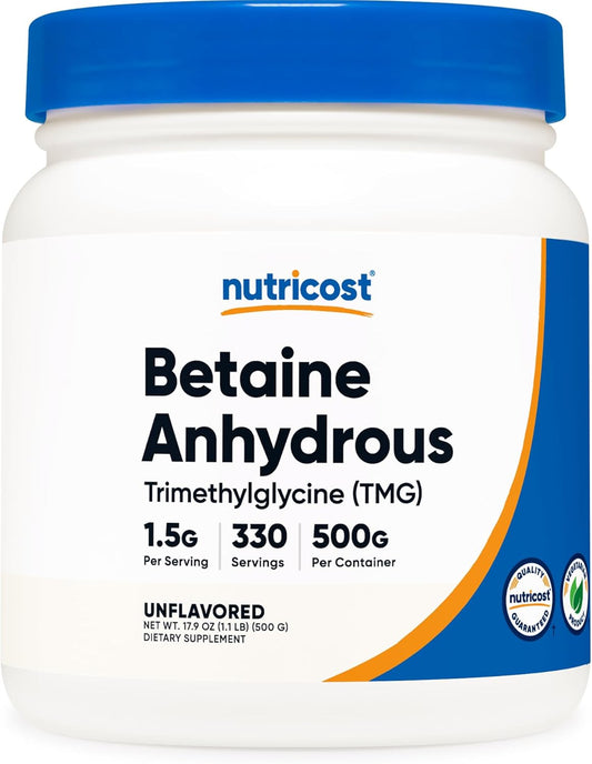 500g Nutricost Betaine Anhydrous Trimethylglycine (TMG) Powder - High Quality Supplement
