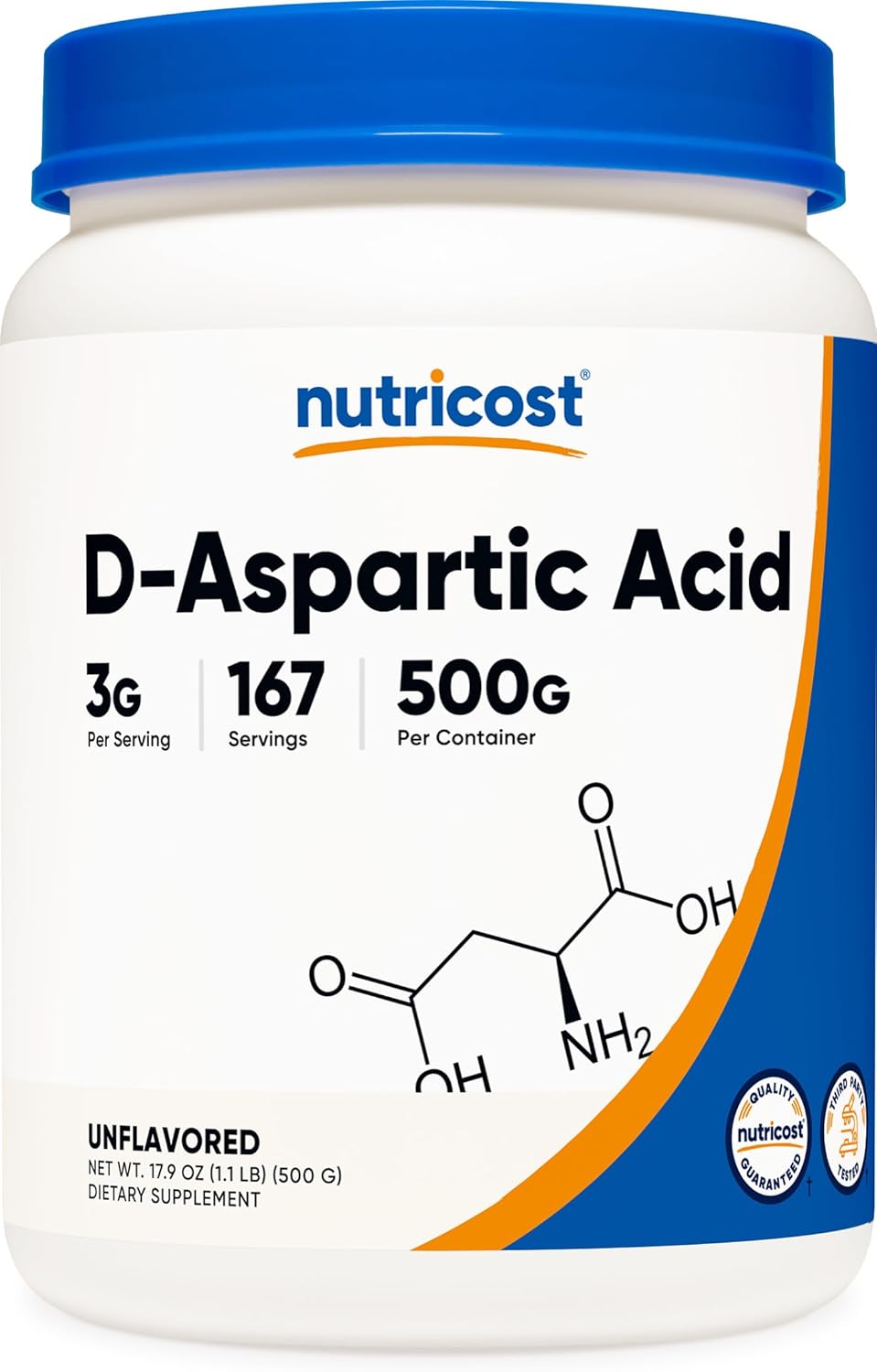 500G Nutricost D-Aspartic Acid (DAA) Powder - Premium DAA Supplement