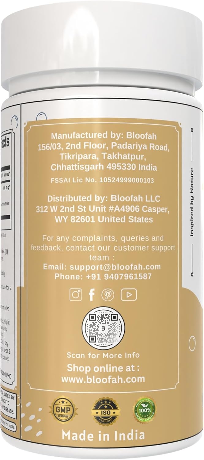 500mg Bloofah Garlic Capsules | Concentrated 10:1 Extract Supplement | Non-GMO, Gluten-Free | Easy-to-Swallow Pills | 180 Count Pack