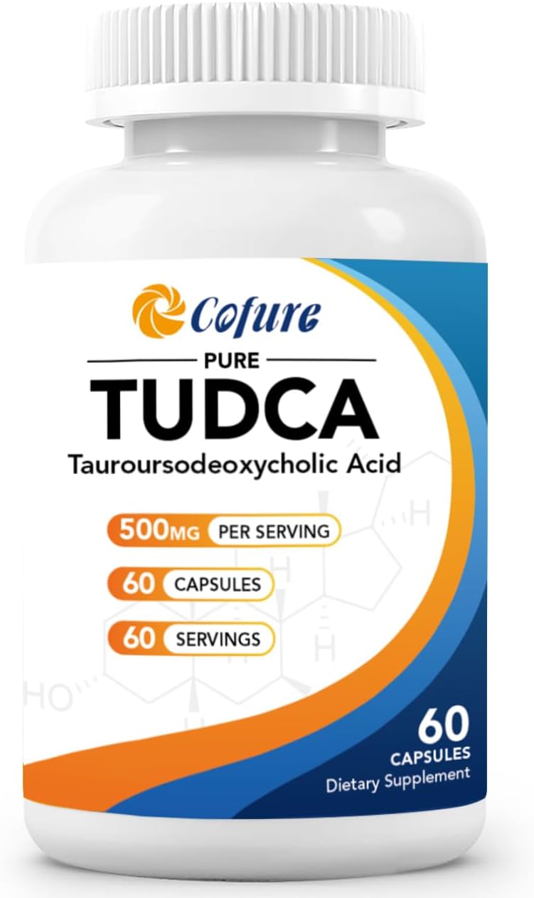 500mg Cofure TUDCA Supplement for Liver & Gallbladder Support - Pure Bile Salts, Bitter Taste, Gluten Free, Non GMO - 60 Capsules