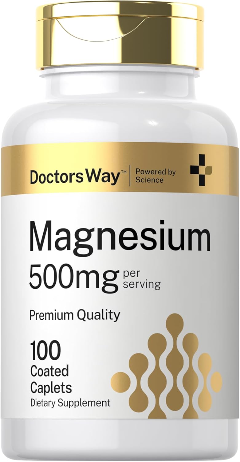 500mg Doctor's Way Magnesium Supplement Caplets | 100 Coated Capsules | Magnesium Oxide | Vegetarian & Non-GMO | Gluten-Free