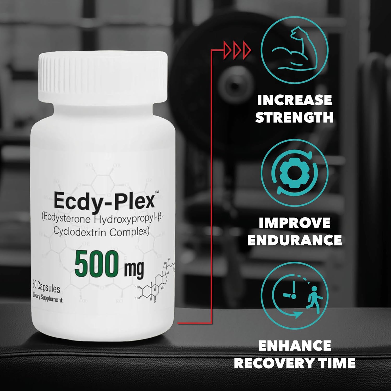500mg Ecdysterone Capsules with Hydroxypropyl-β-Cyclodextrin for Better Absorption - 60 Count