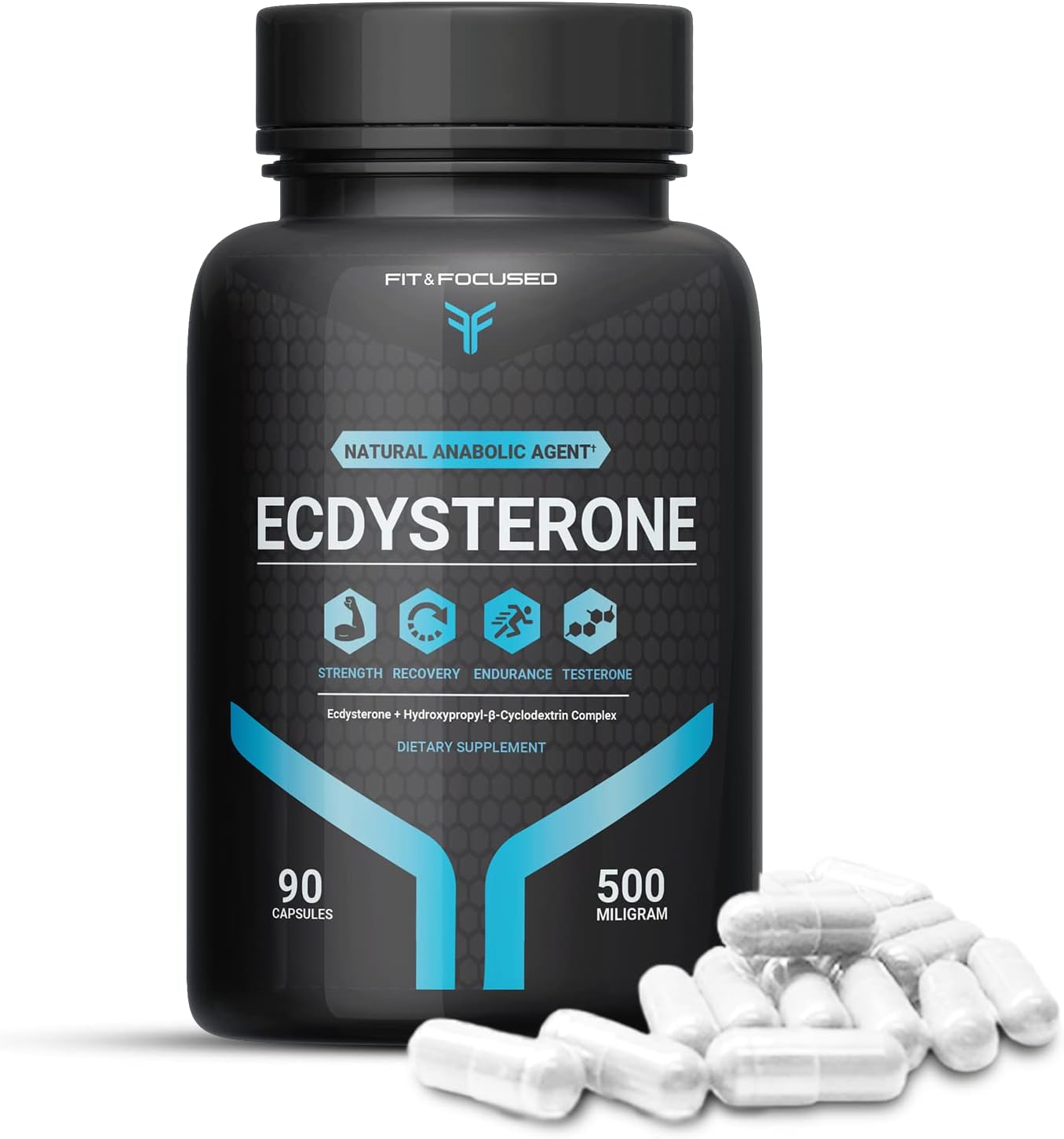500mg Ecdysterone Supplement for Lean Muscle Growth & Strength, 90 Capsules, Natural Anabolic Agent with Hydroxypropyl βeta Cyclodextrin, 95% Pure & 3rd Party Tested