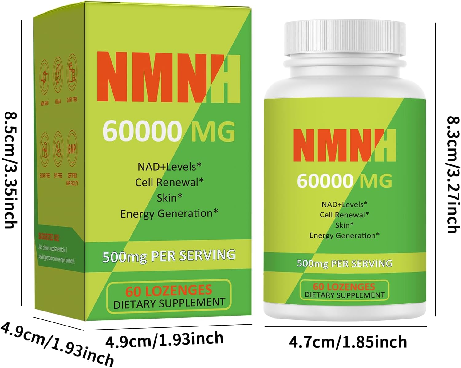 500mg Florteen NMNH Capsules with NR, TMG, Resveratrol, COQ10 - NAD Supplement for Energy Boost - 60 Count