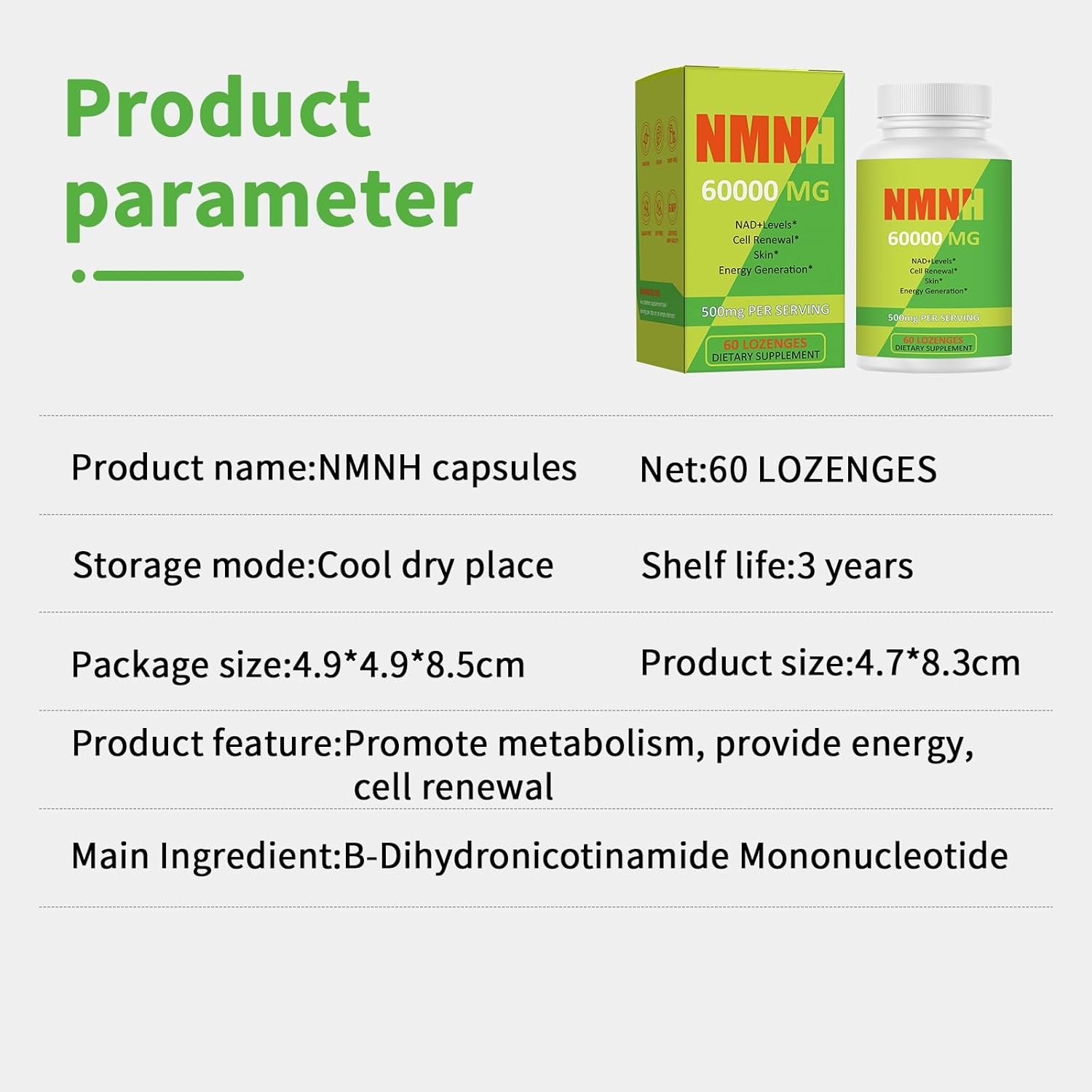 500mg Florteen NMNH Capsules with NR, TMG, Resveratrol, COQ10 - NAD Supplement for Energy Boost - 60 Count