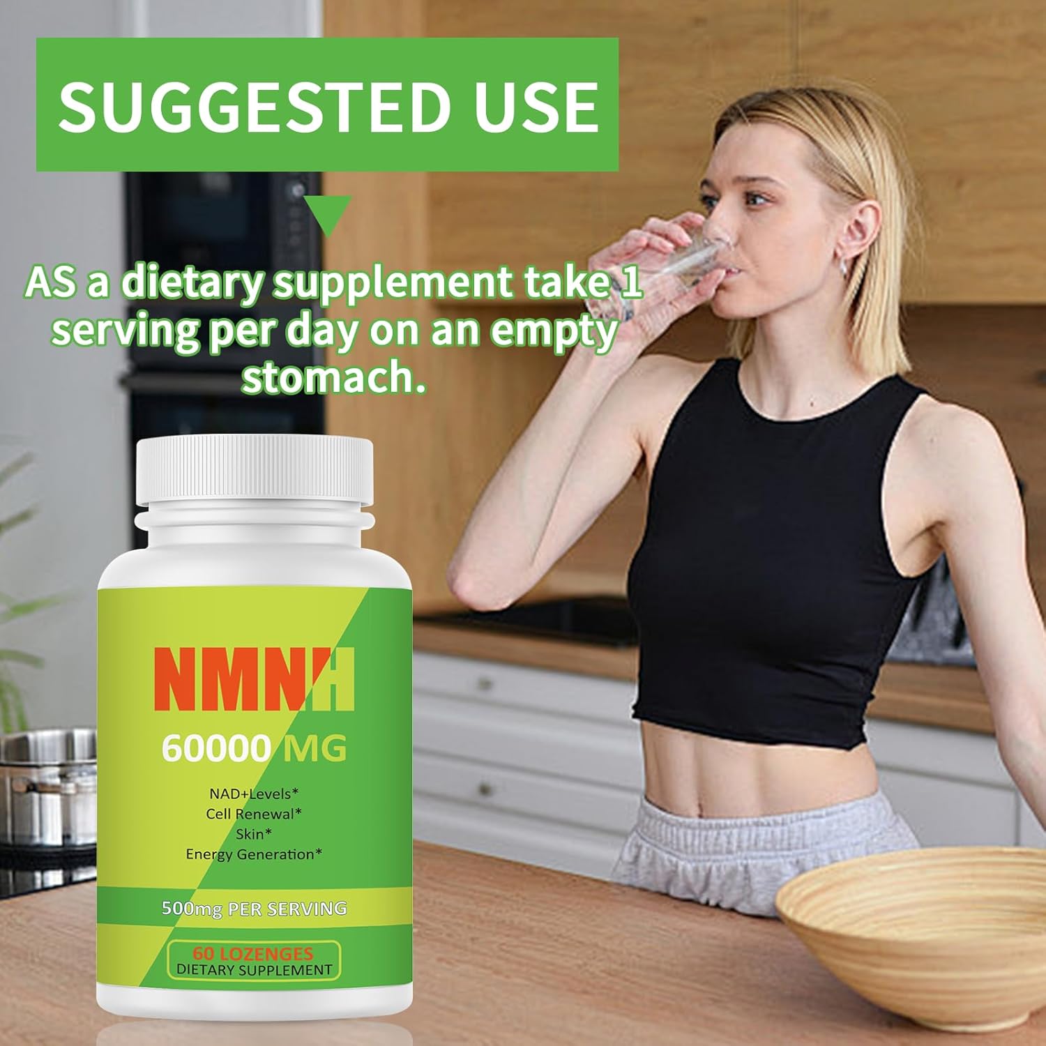 500mg Florteen NMNH Capsules with NR, TMG, Resveratrol, COQ10 - NAD Supplement for Energy Boost - 60 Count