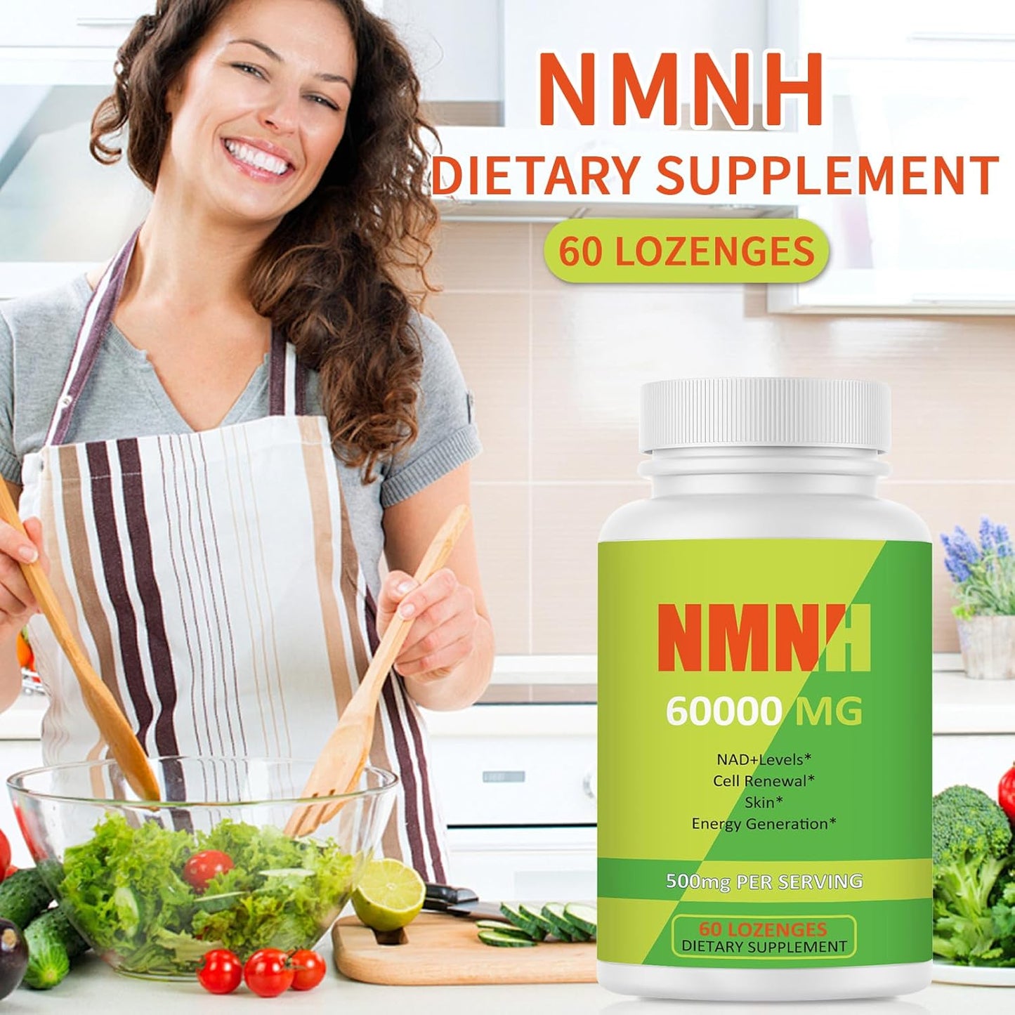 500mg Florteen NMNH Capsules with NR, TMG, Resveratrol, COQ10 - NAD Supplement for Energy Boost - 60 Count