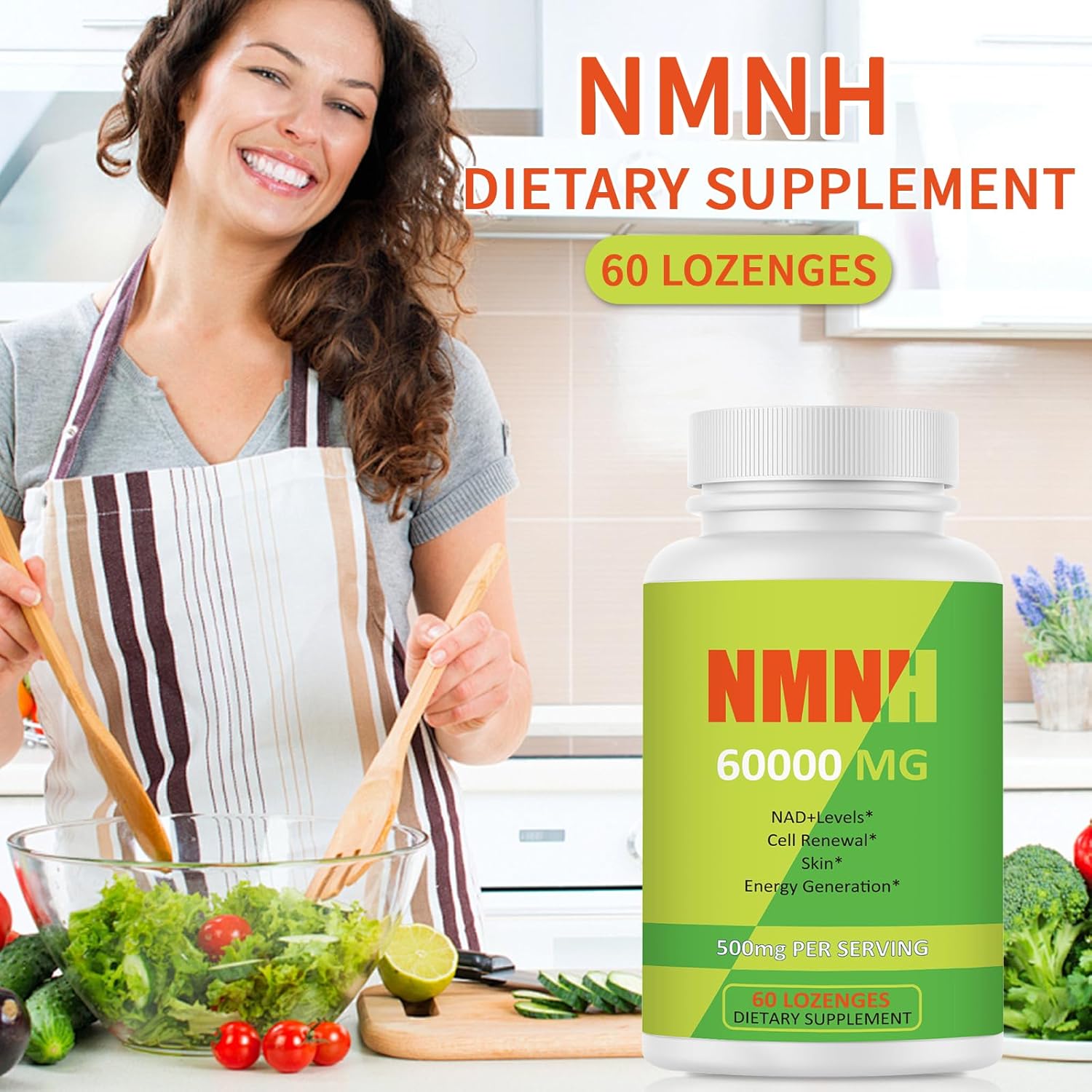 500mg Florteen NMNH Capsules with NR, TMG, Resveratrol, COQ10 - NAD Supplement for Energy Boost - 60 Count