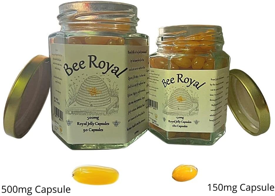 500mg Fresh Queen's Royal Jelly Capsules - 60 Capsules, Immune Support, Energy Boost, Fertility Aid, Reduce Fatigue