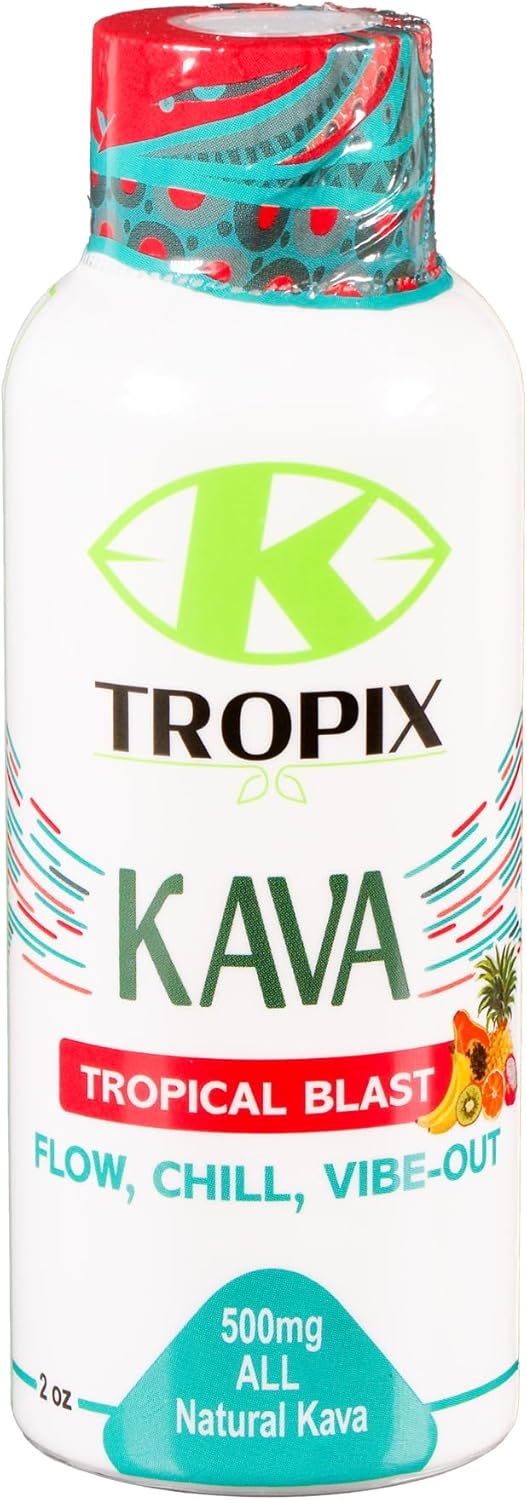 500mg K-Tropix Kava Shot Tropical Blast - Relaxation & Stress Relief Drink - Worry & Tension Supplement - 1 Pack