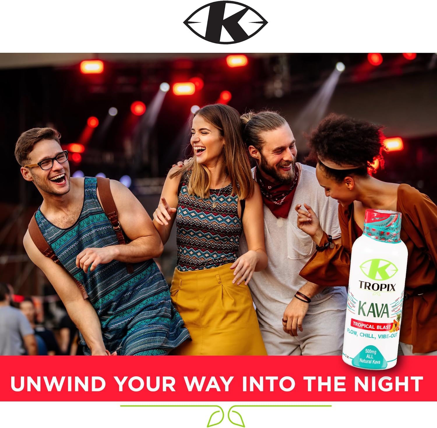 500mg K-Tropix Kava Shot Tropical Blast - Relaxation & Stress Relief Drink - Worry & Tension Supplement - 1 Pack