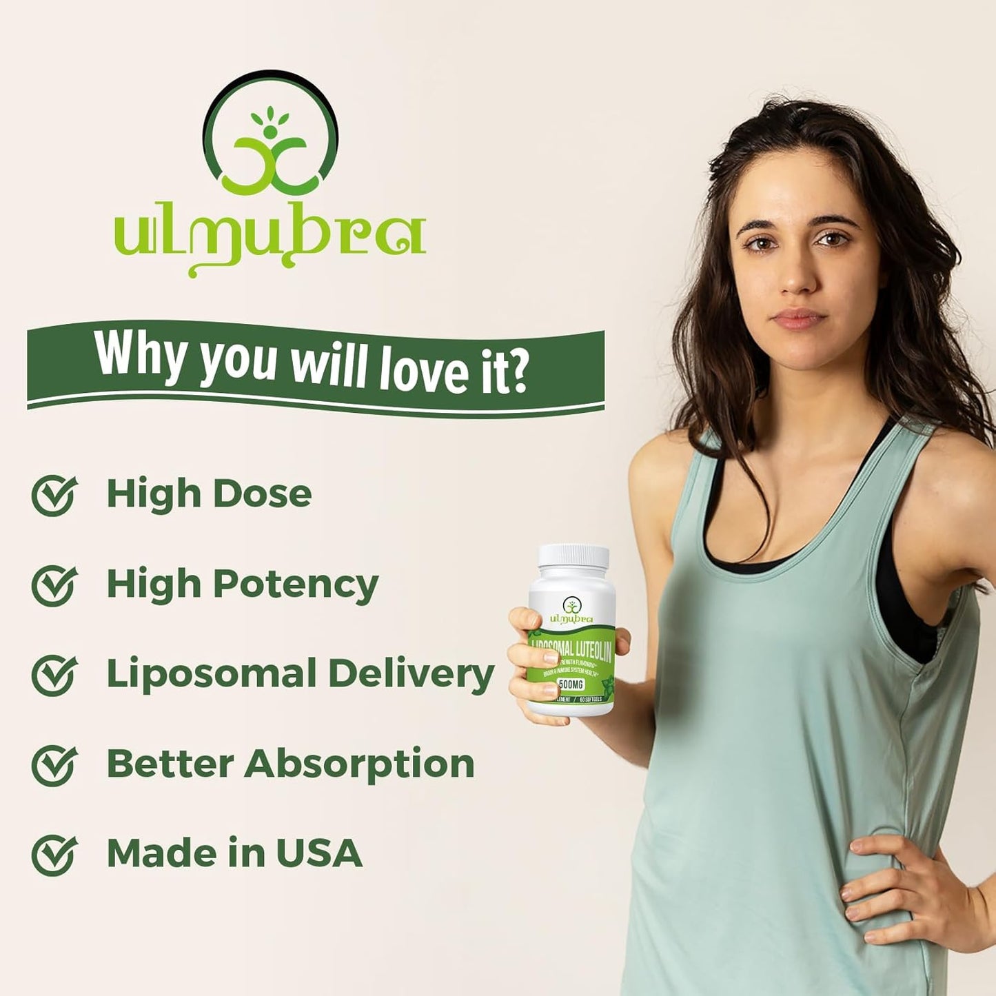 500MG Liposomal Luteolin Softgels for Maximum Absorption - 60 Count, Flavonoid Supplement, Non-GMO & Gluten Free