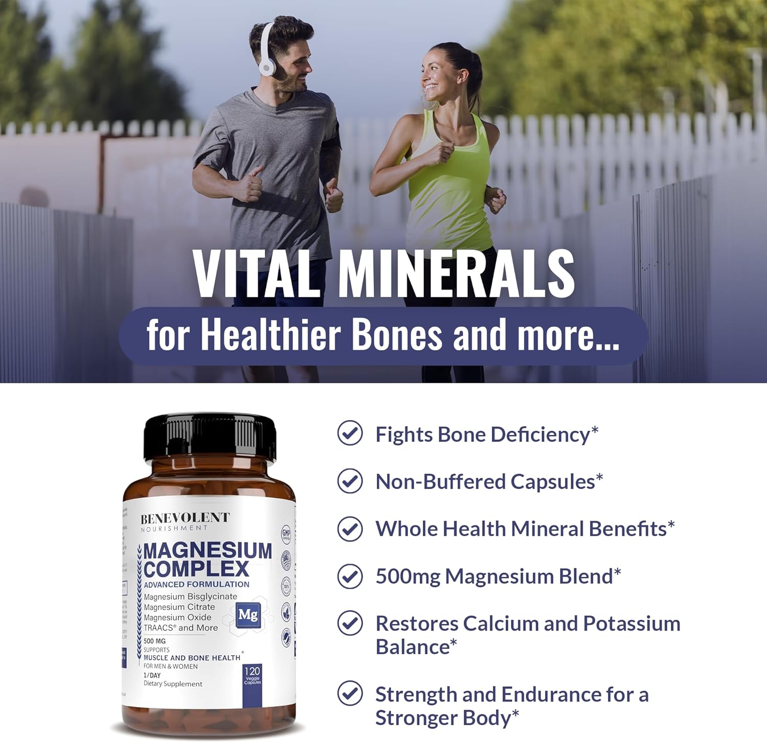 500mg Magnesium Complex Supplement for Calm, Sleep & Leg Cramps - 4 Month Supply, Bisglycinate, Oxide, Taurate, Chelate, Citrate - Max Absorption - 120 Capsules