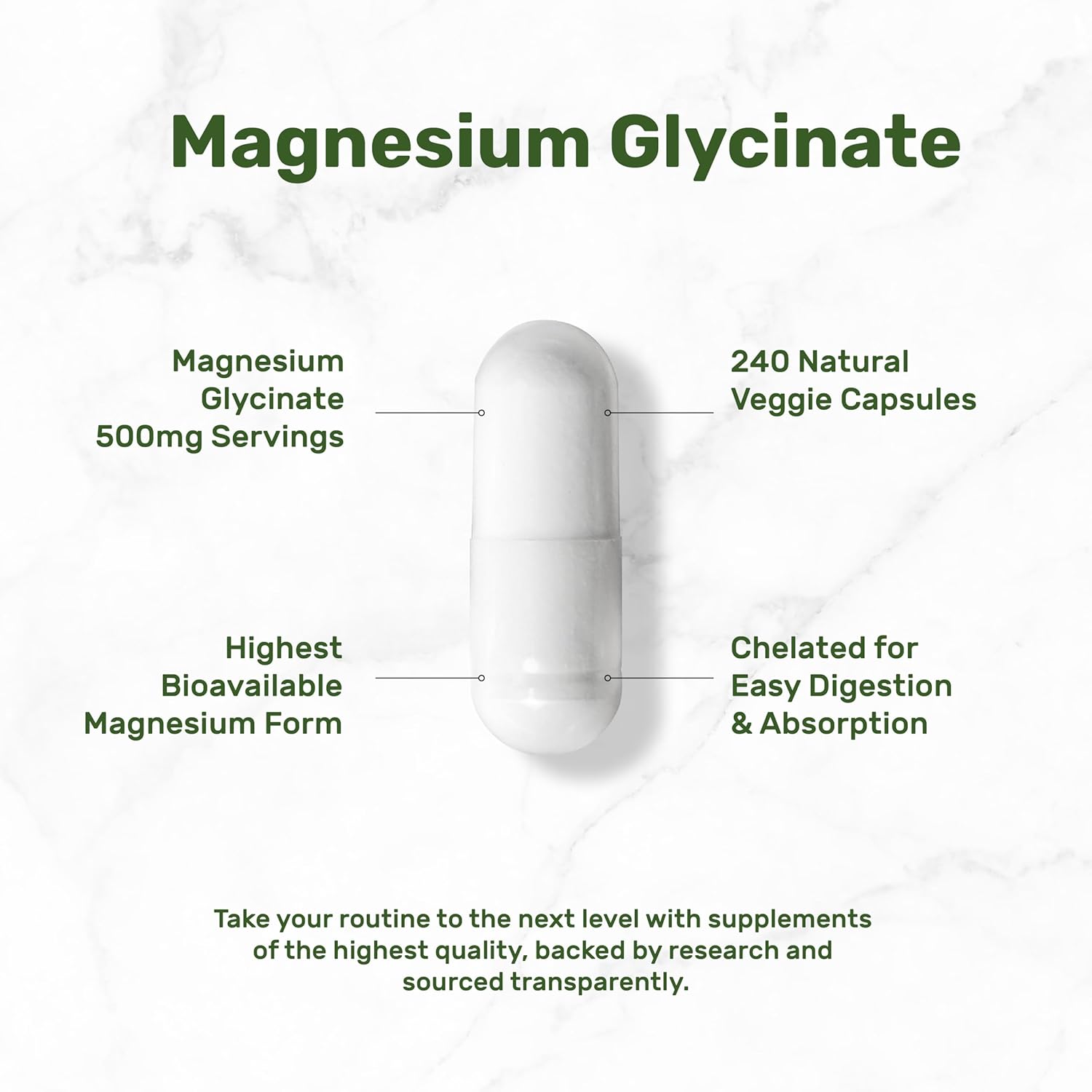500mg Magnesium Glycinate Capsules with Vitamin D3 and K2 Bundle - Chelated Mineral for Easy Absorption - Essential Sunshine Vitamins