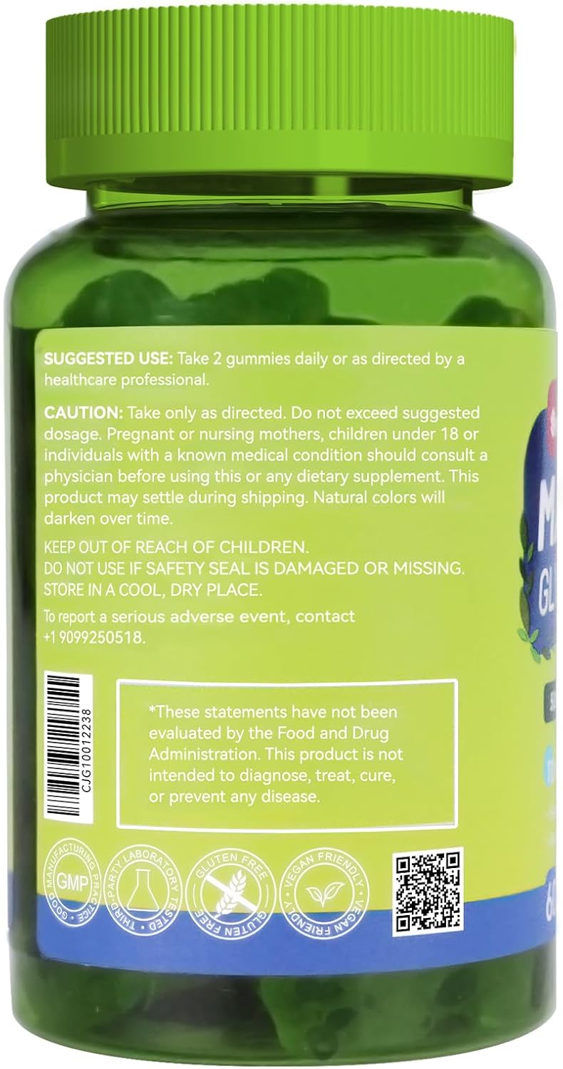 500mg Magnesium Glycinate Gummies with L-Threonate, Vitamin D, B6, CoQ10 - Strawberry Flavored - 60 Gummies - Sugar-Free Magnesium Potassium Supplement