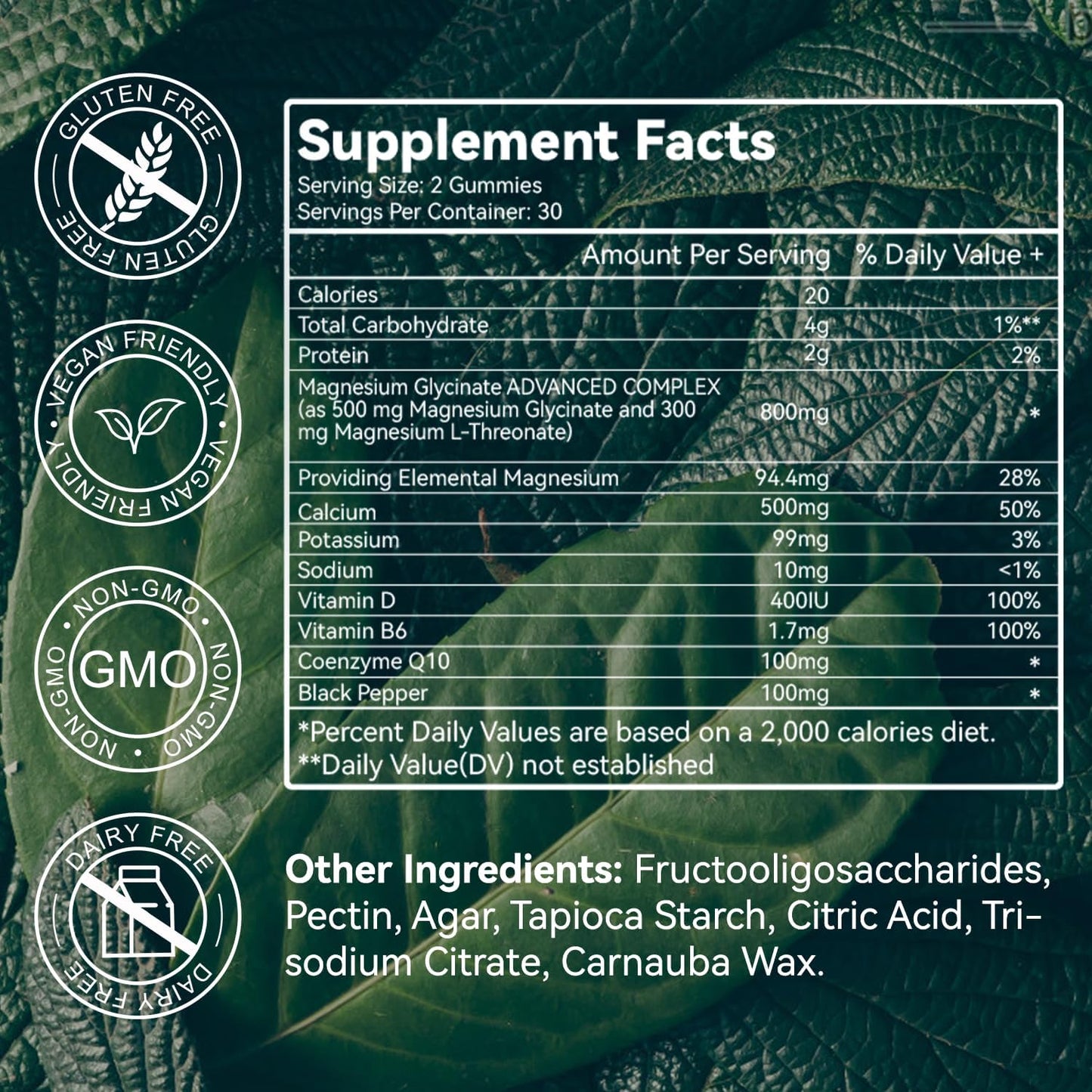 500mg Magnesium Glycinate Gummies with L-Threonate, Vitamin D, B6, CoQ10 - Strawberry Flavored - 60 Gummies - Sugar-Free Magnesium Potassium Supplement