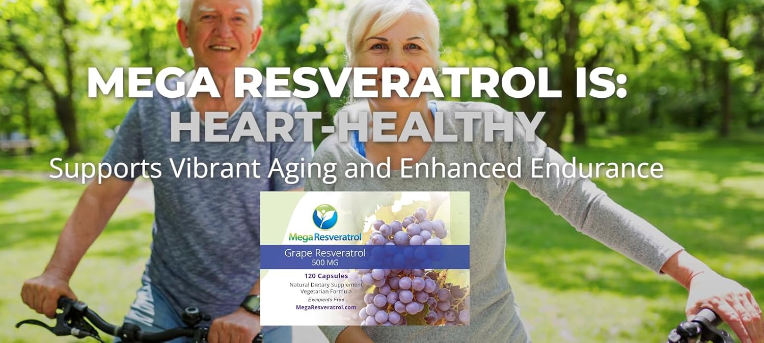 500mg Mega Resveratrol Red Grape Skin Capsules - High Absorption, Boosts Nitric Oxide, Water-Soluble - Keto, Vegan, Non-GMO - Purity Certified, No Toxic Ingredients