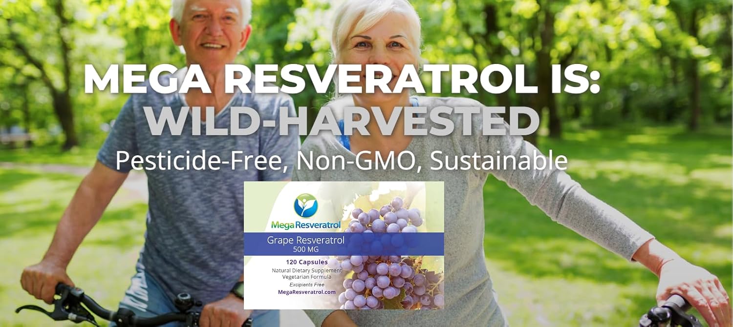 500mg Mega Resveratrol Red Grape Skin Capsules - High Absorption, Boosts Nitric Oxide, Water-Soluble - Keto, Vegan, Non-GMO - Purity Certified, No Toxic Ingredients