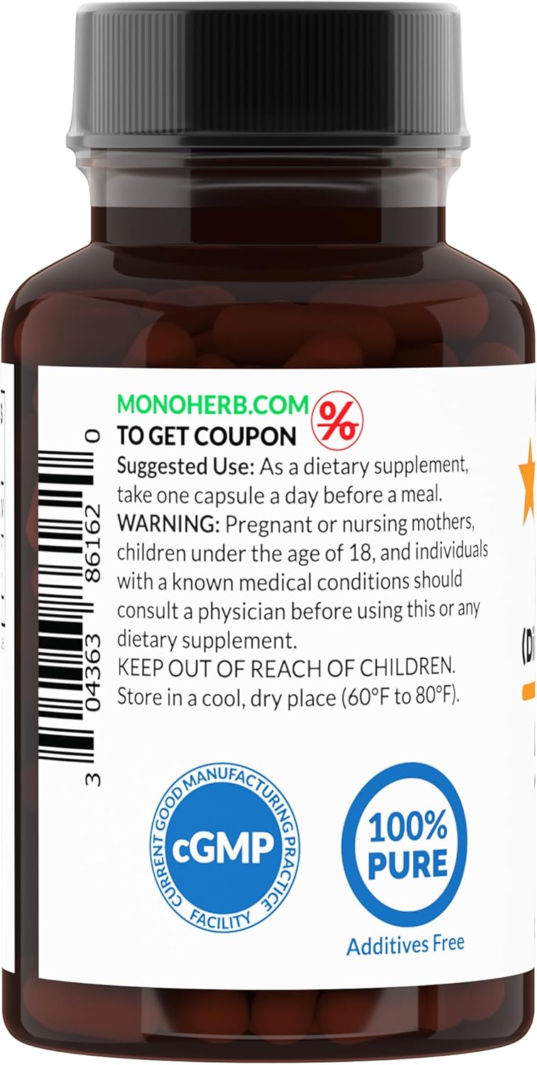500mg MONOHERB DIM Diindolylmethane - 90 Capsules for Hormonal Balance & Wellness