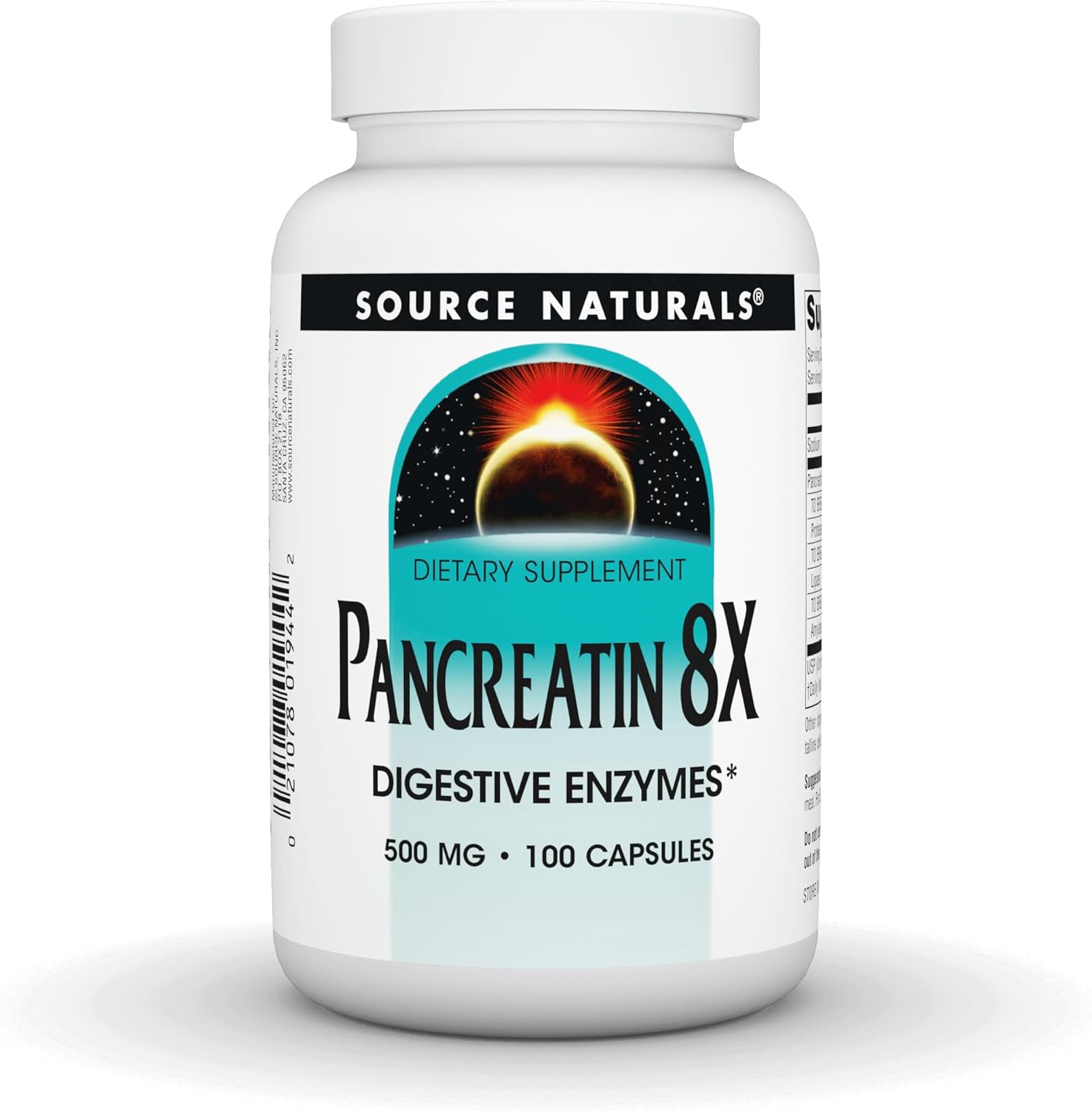 500mg Pancreatin 8X Digestive Enzymes - 100 Capsules by Source Naturals