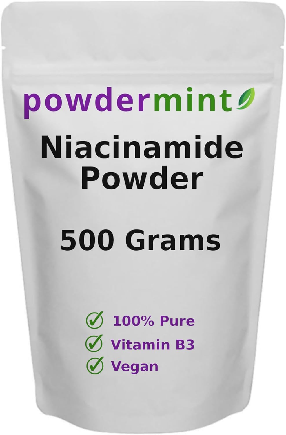 500mg Pure Niacin Powder - Flush-Free Niacinamide (Vitamin B3) Supplement - 500g Powdermint Formula