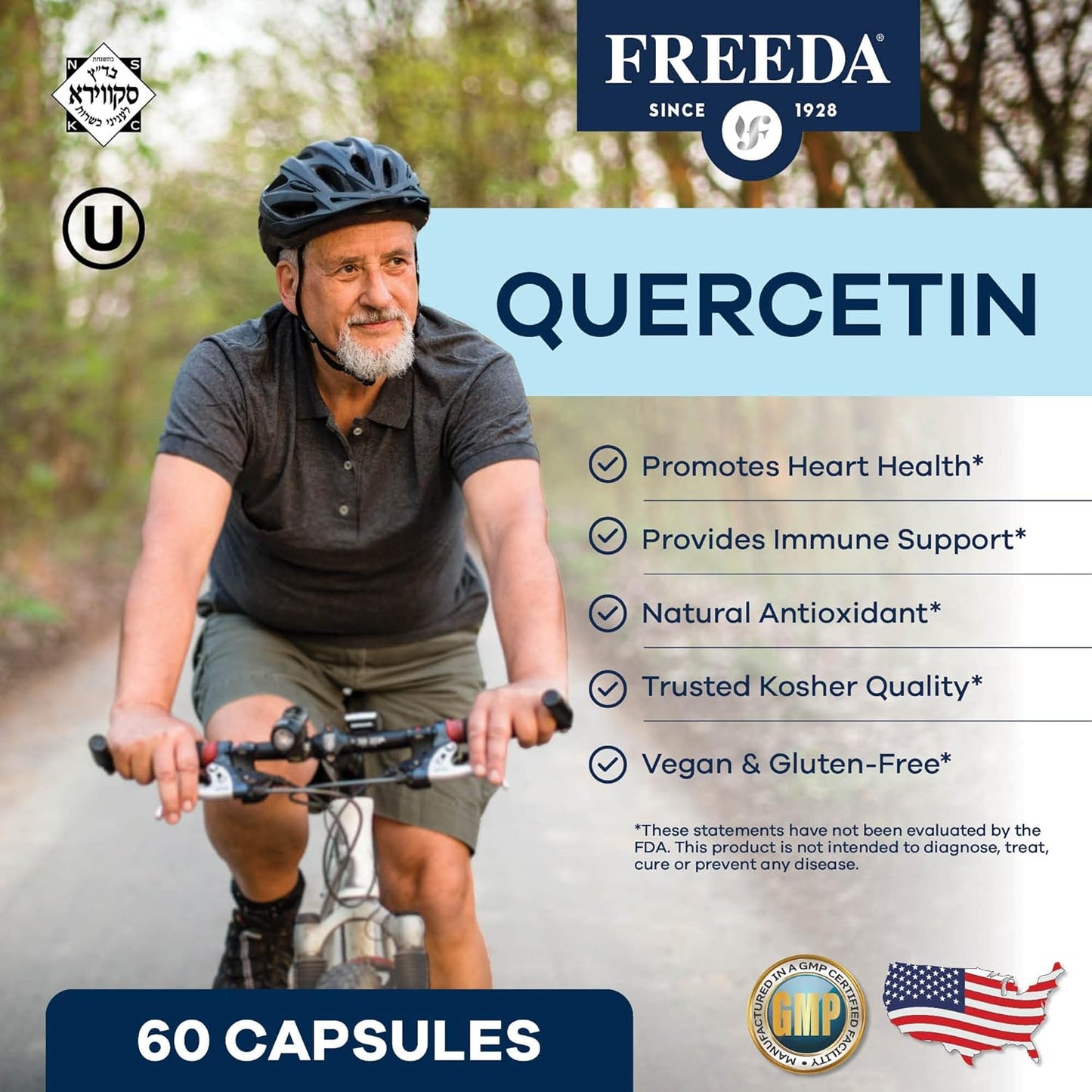 500mg Quercetin Supplement for Histamine & Immune Support - Heart Health & Antioxidant Benefits - Gluten Free, Vegan - Kosher Certified - 60 Capsules