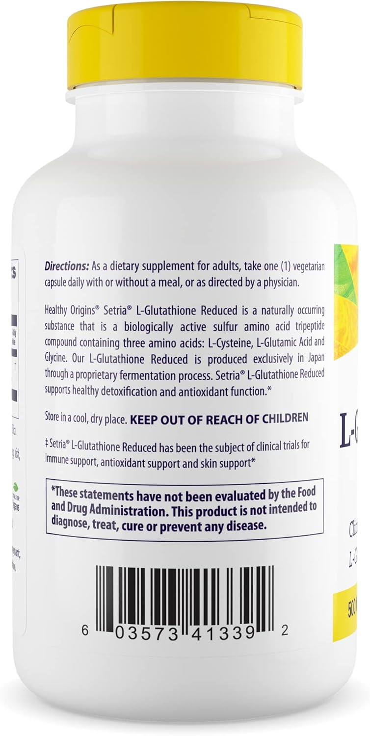 500mg Setria L-Glutathione - Immune & Antioxidant Support - Collagen Booster - 150 Veg Capsules - Gluten-Free