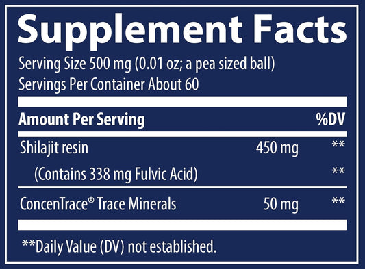500mg Shilajit Resin Mineral Supplement with Trace Minerals