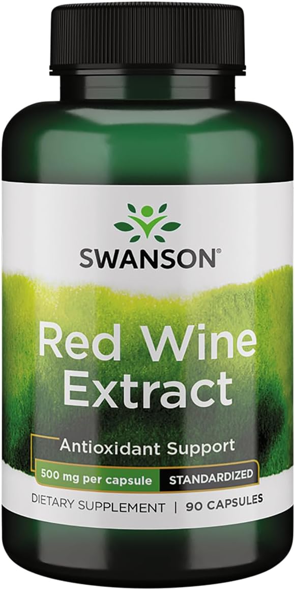 500mg Swanson Red Wine Extract Capsules - 90 Count Bottle