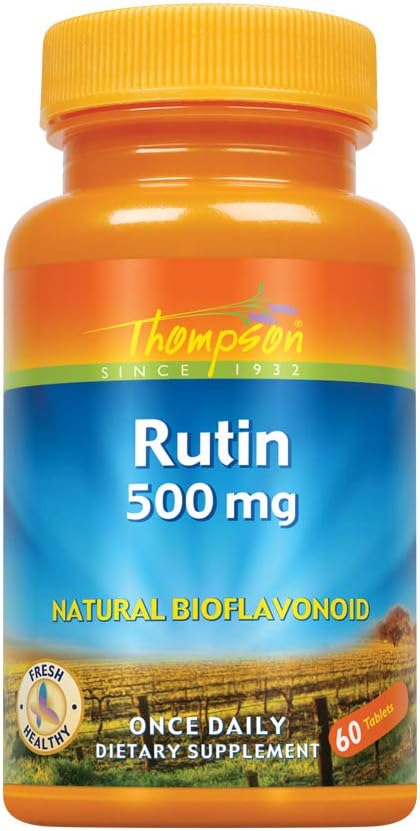 500mg Thompson Rutin Tablets - Bioflavonoid Antioxidant for Vascular Health - Non-GMO Vegan - Lab Verified - 60 Count