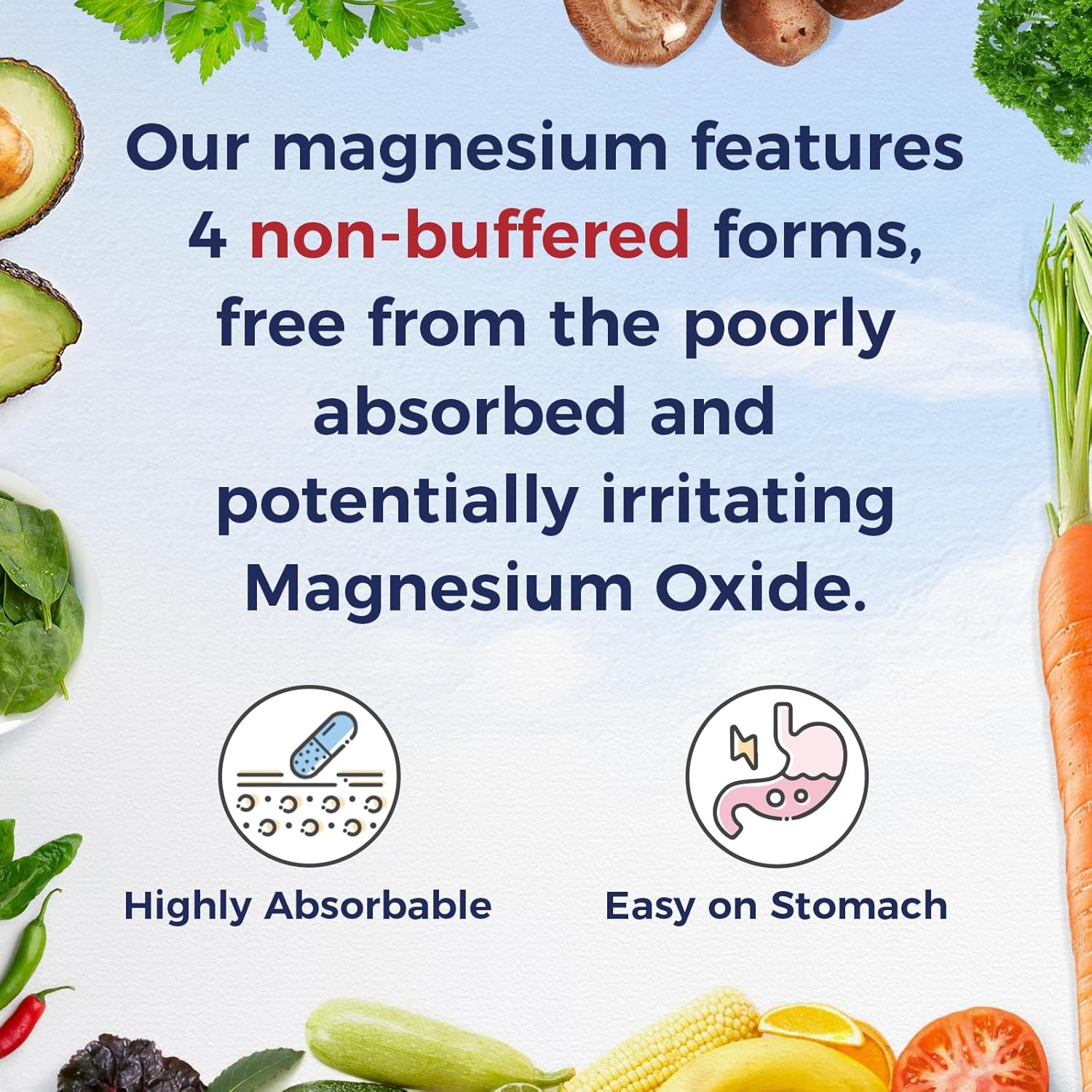 500mg Vitalitown Magnesium Complex Supplement with Chelated Glycinate, Malate, Taurate & Citrate - Vegan Non-GMO Capsules for Sleep, Muscle, Energy & Heart - 120 Count
