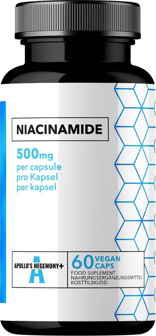 500mg Vitamin B3 (Niacinamide) Capsules - 60 Count - 2 Month Supply - Metabolism & Nerve Support Supplement