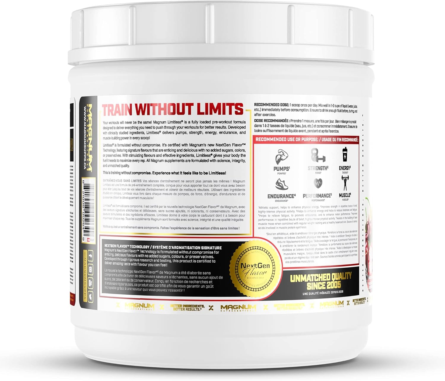 504g Limitless Magnum Creatine Monohydrate Pre Workout Powder - Energy, Focus, Endurance, Muscle Recovery, Growth - Beta Alanine, Electrolytes - Fruit Punch Flavor, Men & Women, Sugar Free