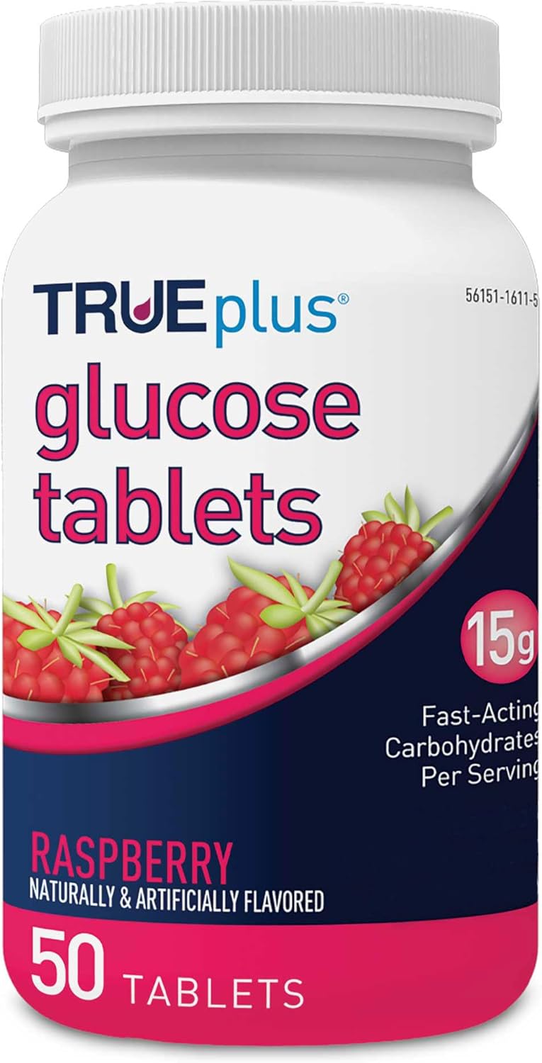 50ct TRUEplus® Raspberry Glucose Tablets for Blood Sugar Support