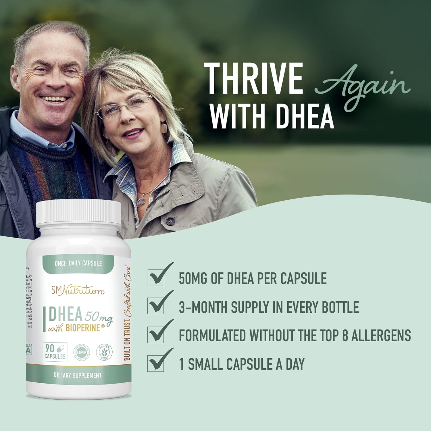 50mg DHEA Supplement for Hormone Balance & Energy | 3-Month Supply | Healthy Aging Support | Gluten-Free, Vegetarian | 90 Capsules