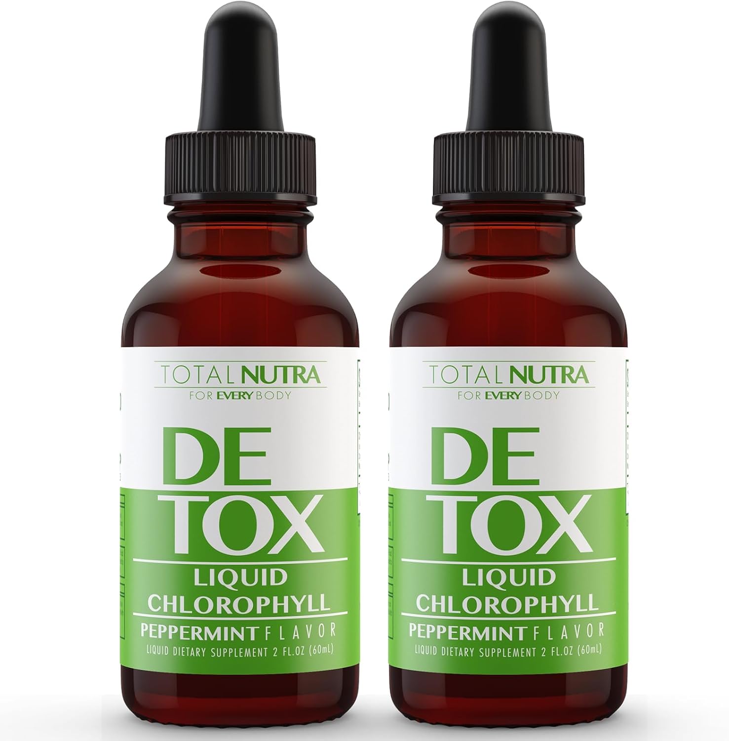 50mg Vegan Liquid Chlorophyll Drops for Energy Boost, Immune Support, Skin Care, Mint Flavor - 2 Pack - Non-GMO, Gluten Free