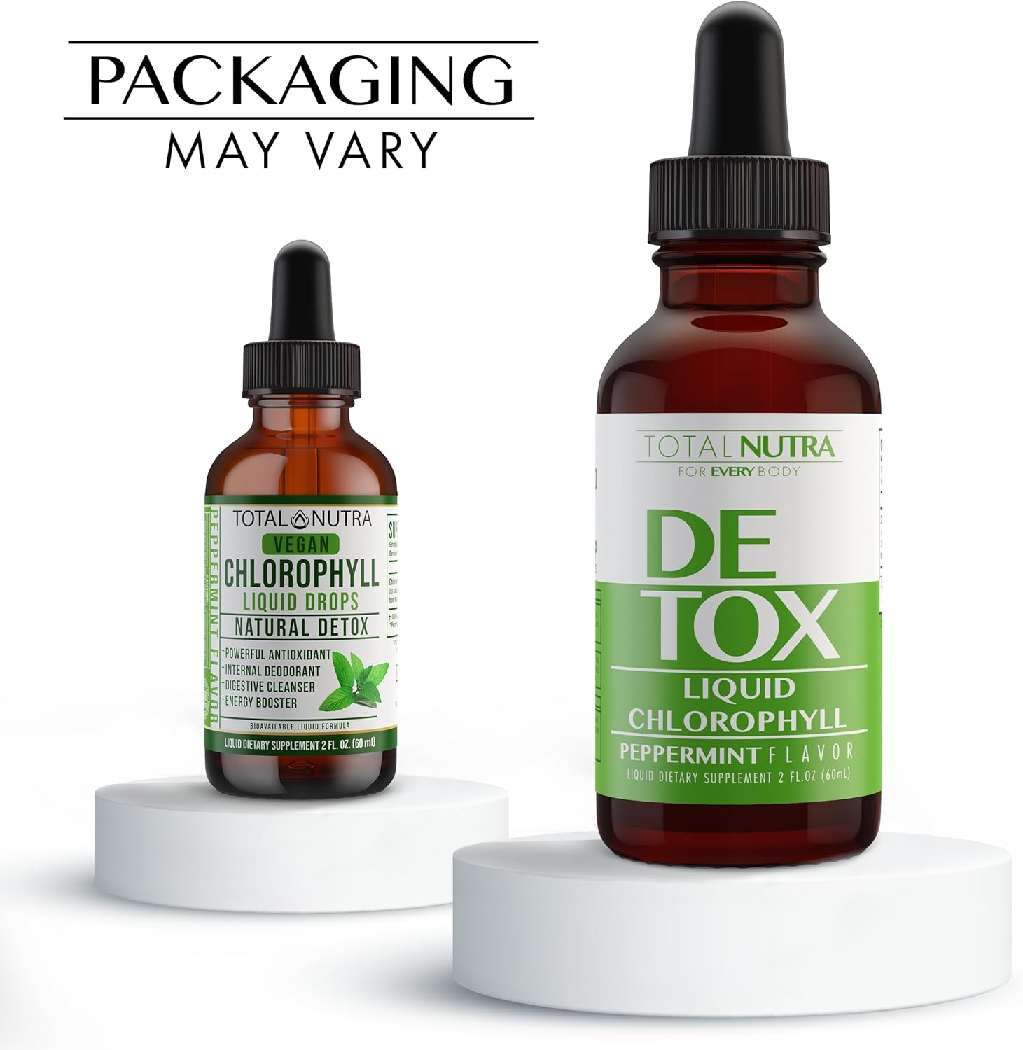 50mg Vegan Liquid Chlorophyll Drops for Energy Boost, Immune Support, Skin Care, Mint Flavor - 2 Pack - Non-GMO, Gluten Free