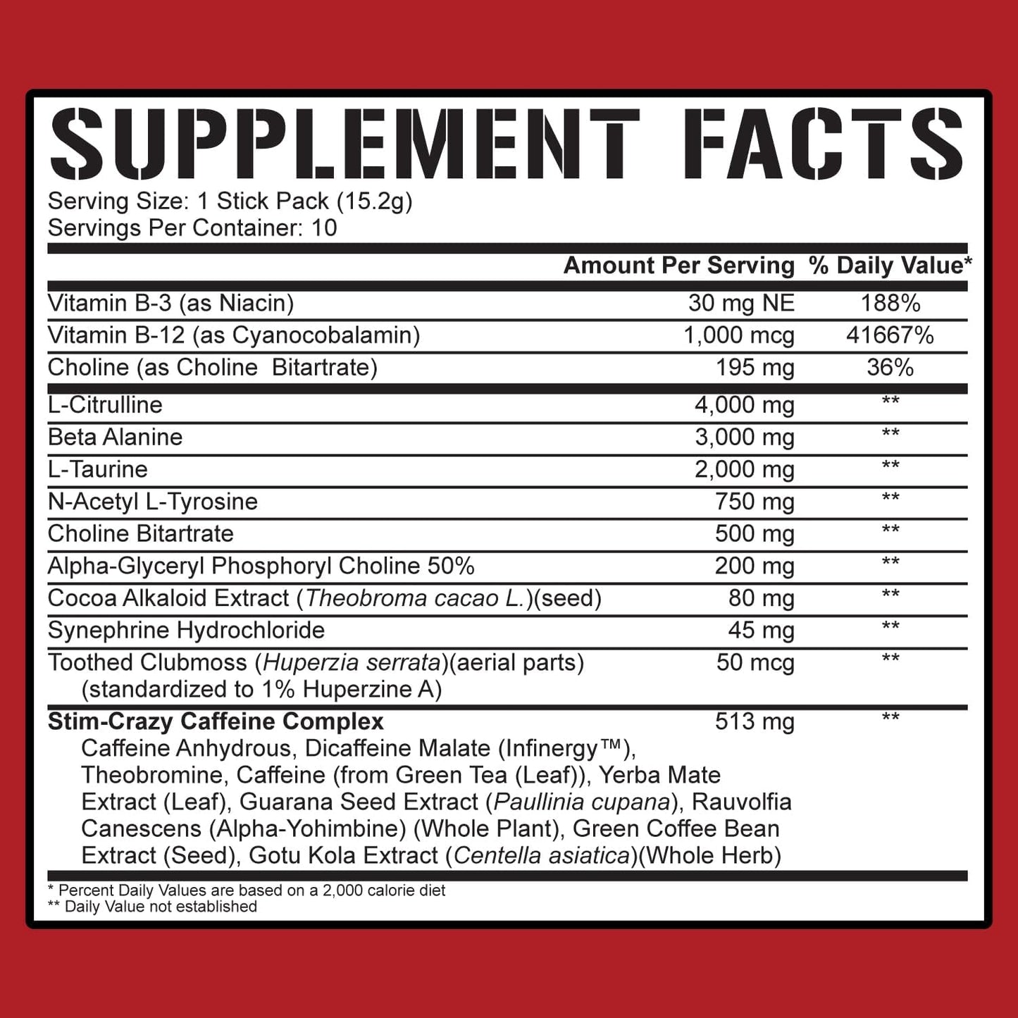 5150 High Stim Pre-Workout Powder Packets - Extreme Energy & Focus (10 Count)