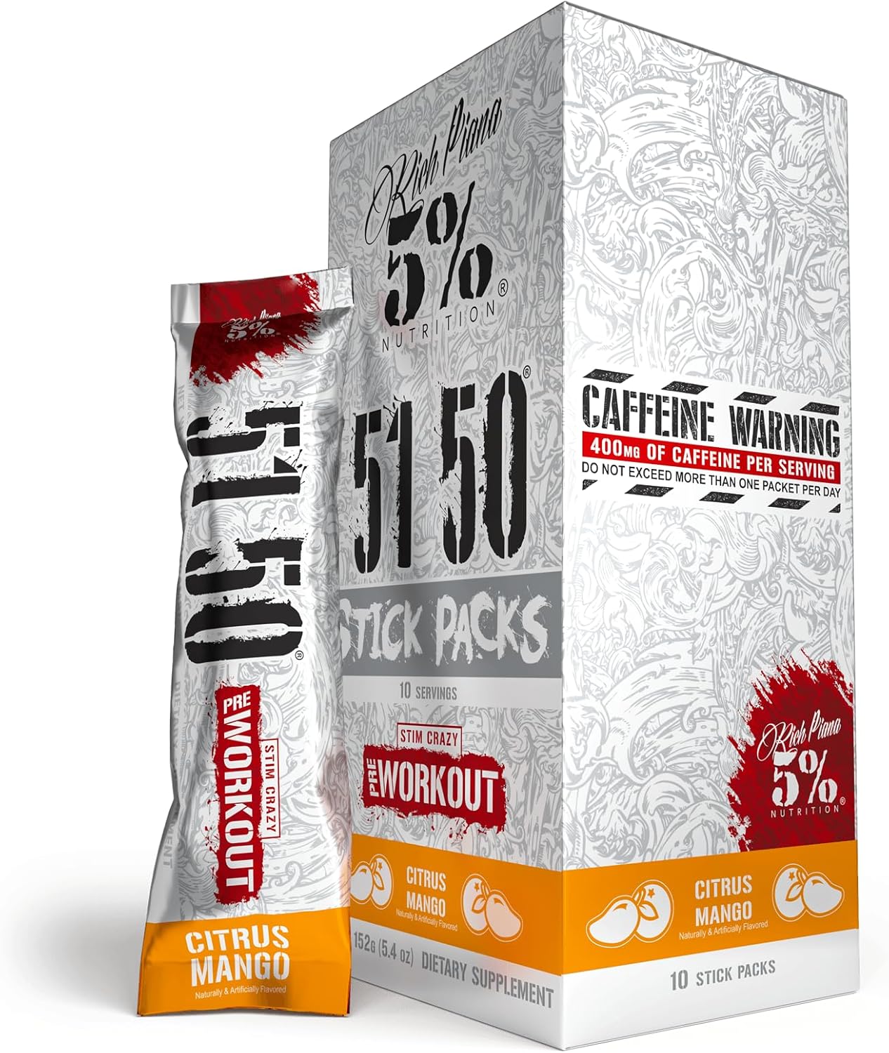 5150 High Stim Pre-Workout Powder Packets - Extreme Energy & Focus (10 Count)